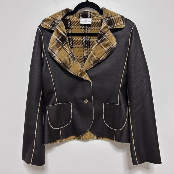 Robert kitchen Jacket women’s size medium brown hippie boho plaid Fall - Picture 1 of 10